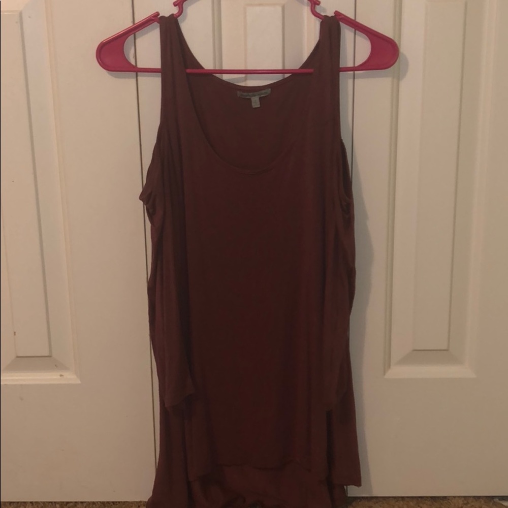 Red/burgundy off and on the shoulder top